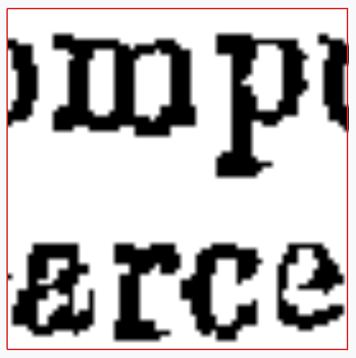 Text glyphs degraded and jagged from repeated per-step resampling.